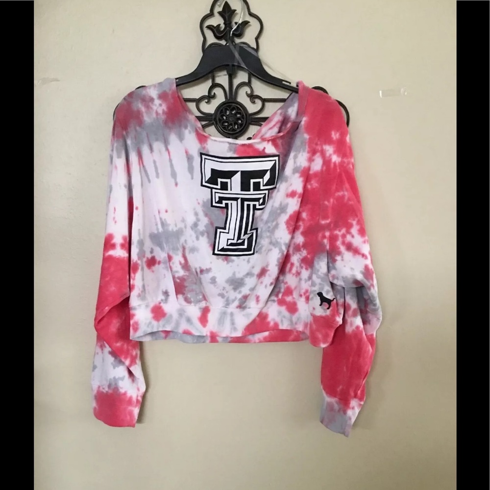 Pink Tech Texas lightweight sweat crop top NWT
